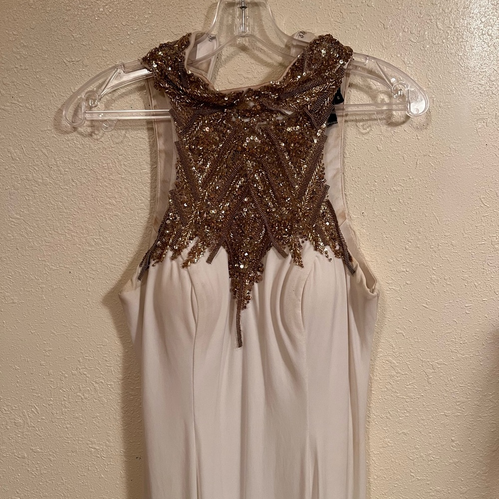 White & Gold Prom Dress